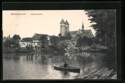 AK Klosterlausnitz, Schwanenteich mit Kirche