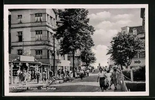 AK Bansin, See-Strasse mit HO-Gasthaus
