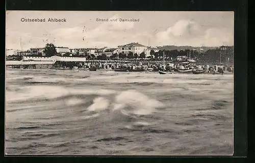 AK Ahlbeck, Strand und Damenbad