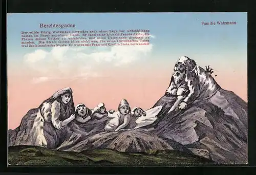 AK Berchtesgaden, Familie Watzmann, Berg mit Gesicht / Berggesichter