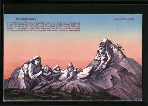 AK Berchtesgaden, Familie Watzmann, Berg mit Gesicht / Berggesichter