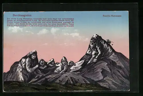 AK Berchtesgaden, Familie Watzmann, Berg mit Gesicht / Berggesichter