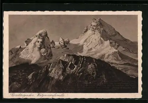 AK Berchtesgaden, Watzmannfamilie, Berg mit Gesicht / Berggesichter