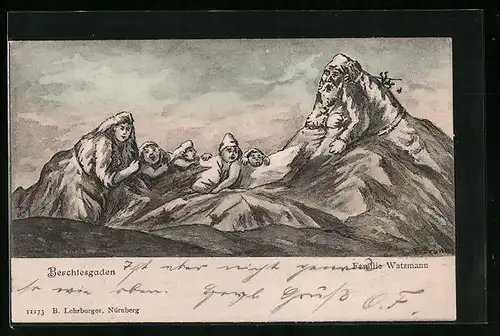 AK Berchtesgaden, Familie Watzmann, Berg mit Gesicht / Berggesichter