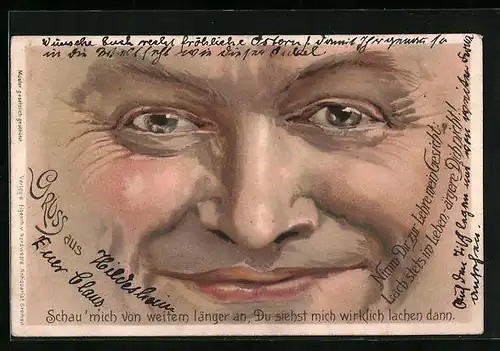 AK Lächelndes Gesicht mit Krähenfüssen