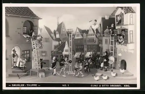 AK Sonneberg, Neue Spielzeugschau 1935, Gaukler-Truppe, Puppe