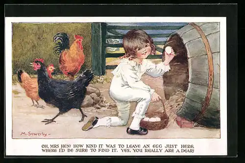 Künstler-AK Millicent Sowerby: Kind bei Eiersuche