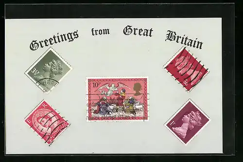 AK Briefmarken aus Grossbritannien