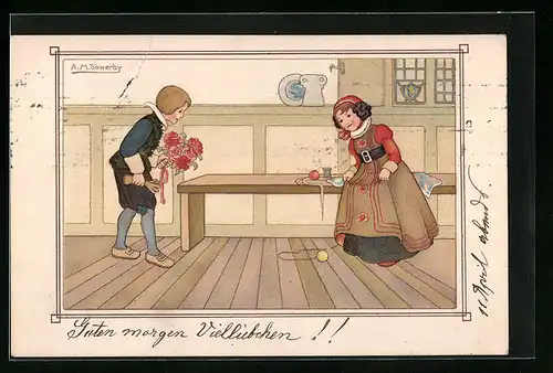 Künstler-AK Millicent Sowerby: Der kleine Verehrer