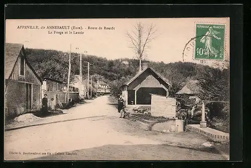 AK Appeville, Route de Routôt, La Forge et le Lavoir