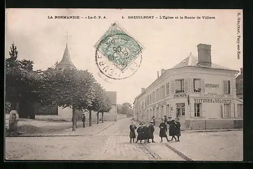 AK Breuilpont, L`Eglise et la Route de Villiers