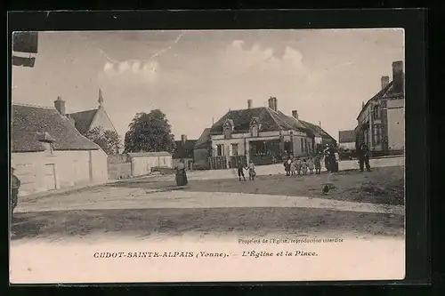 AK Cudot-Sainte-Alpais, L`Église et la Place