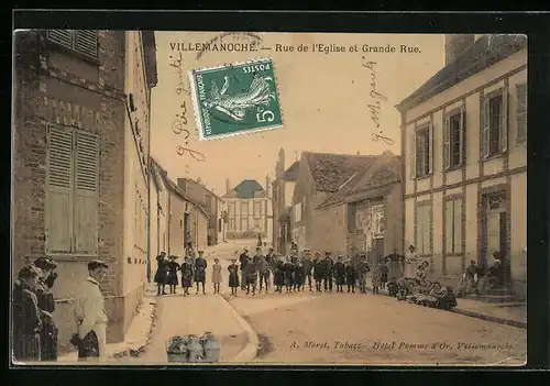 AK Villemanoche, Rue de l`Eglise et Grande Rue