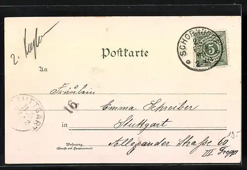 Lithographie Waiblingen, Marktplatz, Äussere Kirche, Torturm