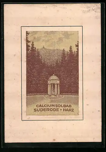 Gobelin-AK Suderode /Harz, Quellenhäuschen am Waldrand