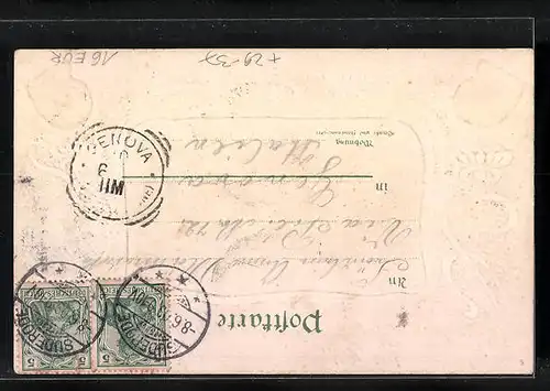 Passepartout-Lithographie Bad Suderode a. Harz, Gasthaus Felsenkeller, Wappen