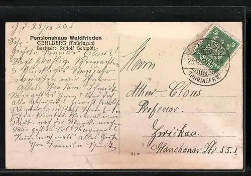 AK Gehlberg /Thüringen, Pensionshaus Waldfrieden, Teilansicht