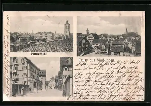 AK Waiblingen, Strassenpartie mit Geschäften, Ortspartie, Teilansicht