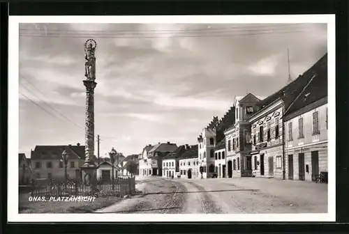 AK Gnas, Platzansicht mit Mariensäule