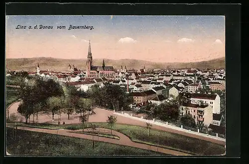 AK Linz a. d. Donau, Ortspartie im Abendrot