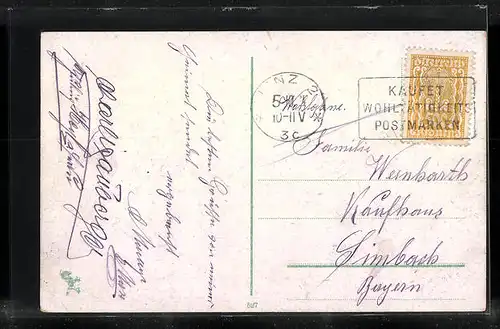 AK Linz a. d. Donau, Ortspartie im Abendrot