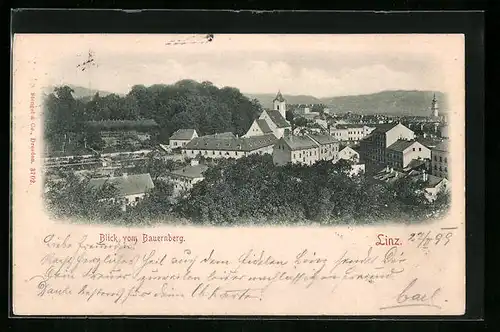 AK Linz a. d. Donau, Blick vom Bauernberg auf die Stadt