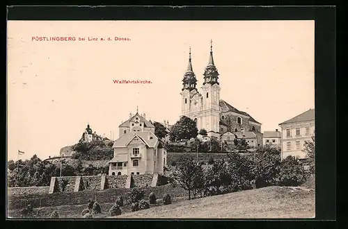 AK Linz a. d. Donau, Pöstlingberg mit Wallfahrtskirche