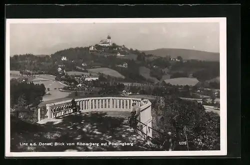 AK Linz a. d. Donau, Blick vom Römerberg auf Pöstlingberg