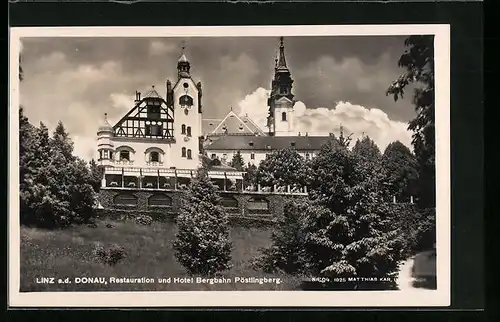 AK Linz a. d. Donau, Restauration und Hotel Bergbahn Pöstlingberg