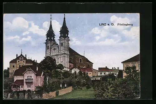 AK Linz a. d. Donau, Pöstlingberg mit Wallfahrtskirche