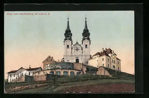AK Linz a. d. Donau, Pöstlingberg mit Wallfahrtskirche