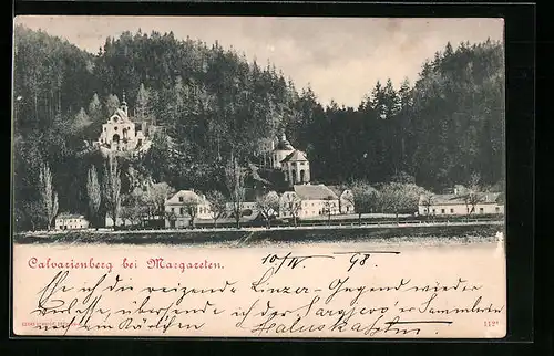 AK Margareten, Ortsansicht mit Calvarienberg