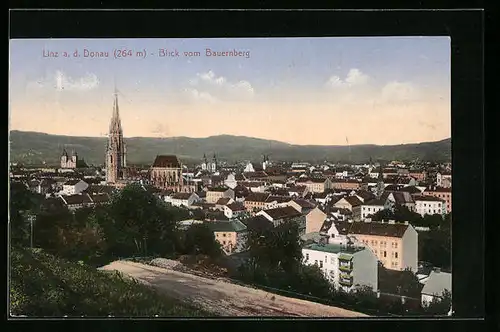 AK Linz a. d. Donau, Blick vom Bauernberg