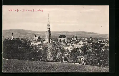 AK Linz a. d. Donau, Gesamtansicht mit Blick vom Bauernberg
