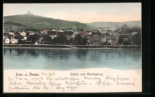 AK Linz a. d. Donau, Ortsansicht mit Urfahr und Pöstlingberg