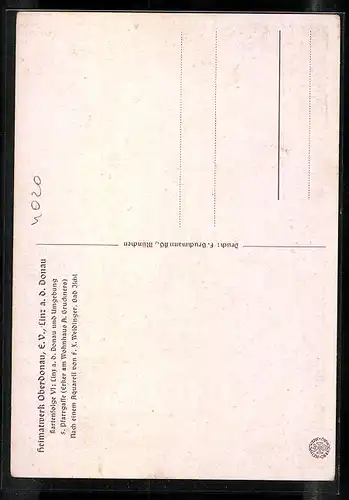 Künstler-AK Linz a. D., Blick in die Pfarrgasse