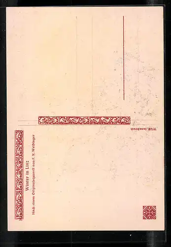 Künstler-AK Linz a. D., Verschneiter Marktplatz