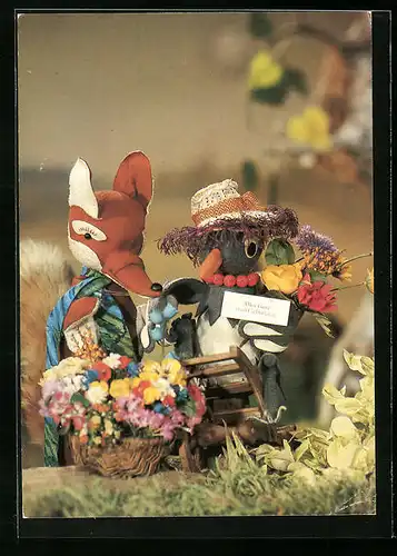 AK Herr Fuchs gratuliert Frau Elster zum Geburtstag