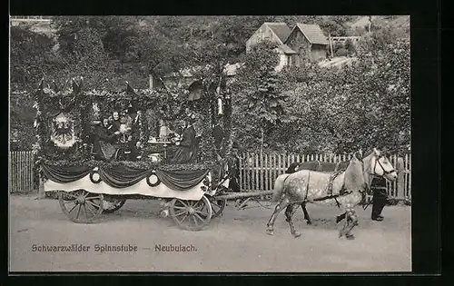AK Calw, Landwirtschaftl. Bezirksfest 1912, Schwarzwälder Spinnstube aus Neubulach