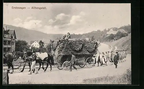 AK Calw, Landwirtschaftl. Bezirksfest 1912, Erntewagen Althengstett