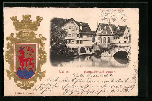 AK Calw, Partie bei der Brücke, Wappen