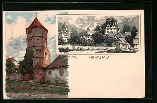 Künstler-AK Karl Mutter: Hirsau, Ortspartie, Turm