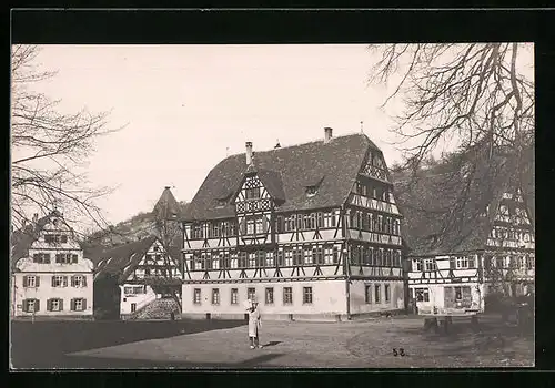 Foto-AK Maulbronn, Ortspartie mit Fachwerkhäusern