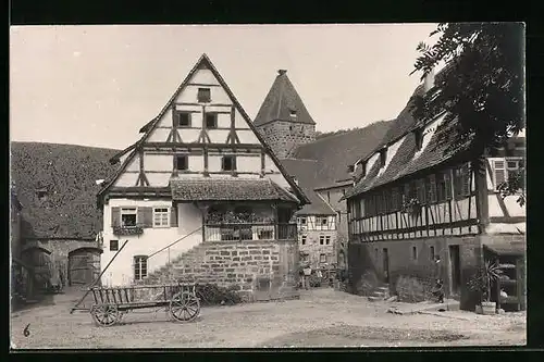 Foto-AK Maulbronn, Ortspartie mit Fachwerkhaus