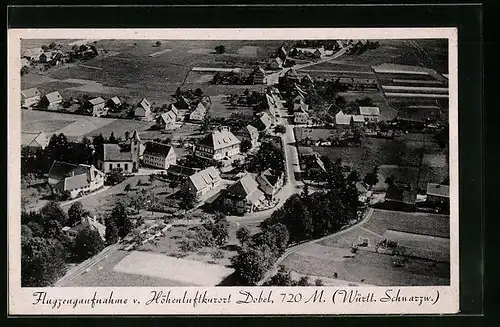 AK Dobel, Fliegeraufnahme mit Kirche