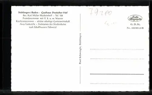 AK Stühlingen /Baden, Gasthaus Deutscher Hof