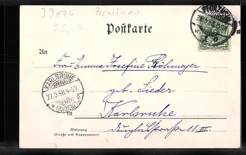 Künstler-AK Posthalde, Ortspartie mit Pension