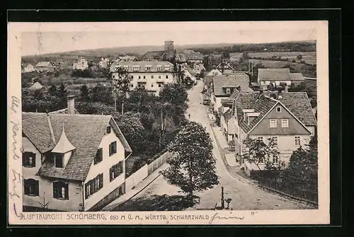 AK Schömberg /Württb. Schwarzwald, Strassenpartie mit Gebäudeansicht