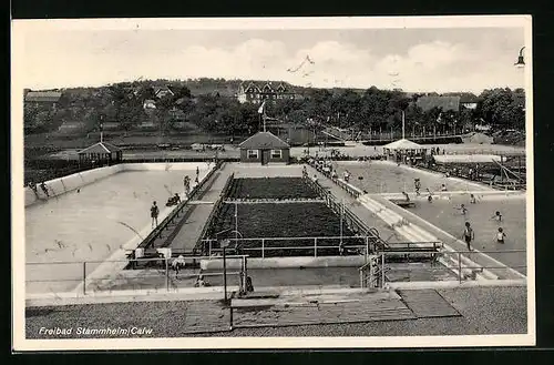 AK Stammheim /Kr. Calw, Freibad aus der Vogelschau