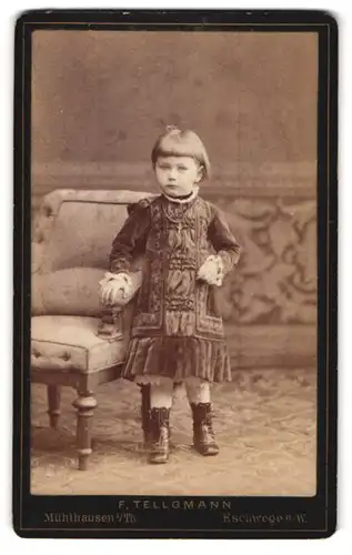 Fotografie F. Tellgmann, Mühlhausen i. Th., Jacobistrasse 741, Kleines Mädchen mit neugierigem Blick